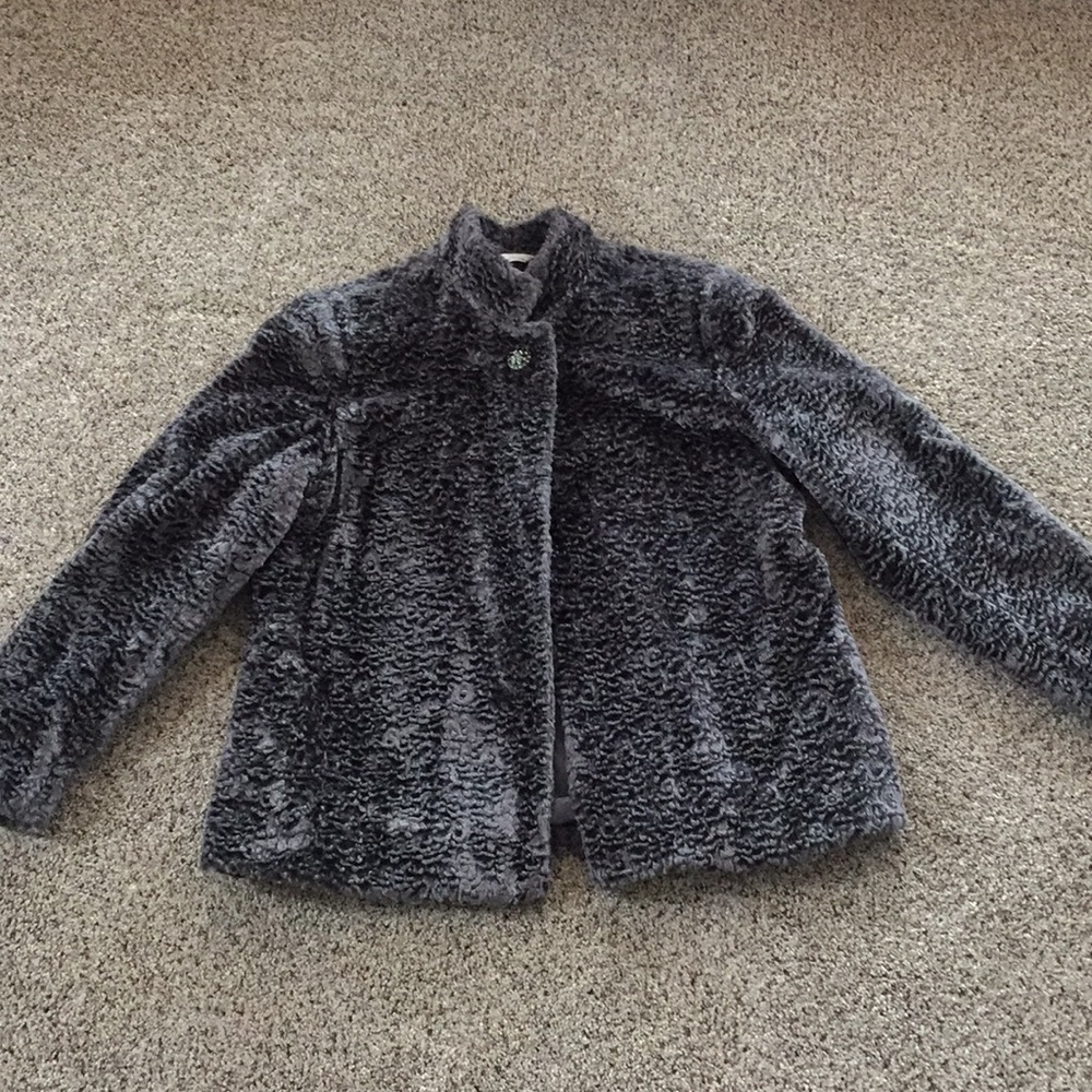 Faux Persian Wool Laura Ashley Petite Gray Jacket